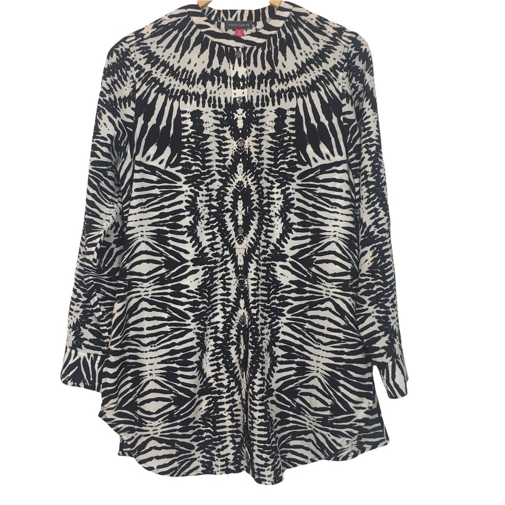 Vince Camuto Geometric Print Long Sleeve Blouse